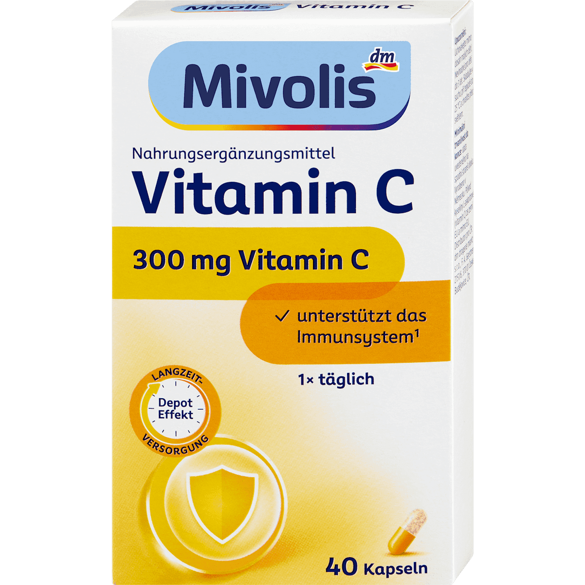 Mivolis Vitamine C libération prolongée capsules 40 pièces, 22 g — produit allemand authentique au Maroc
