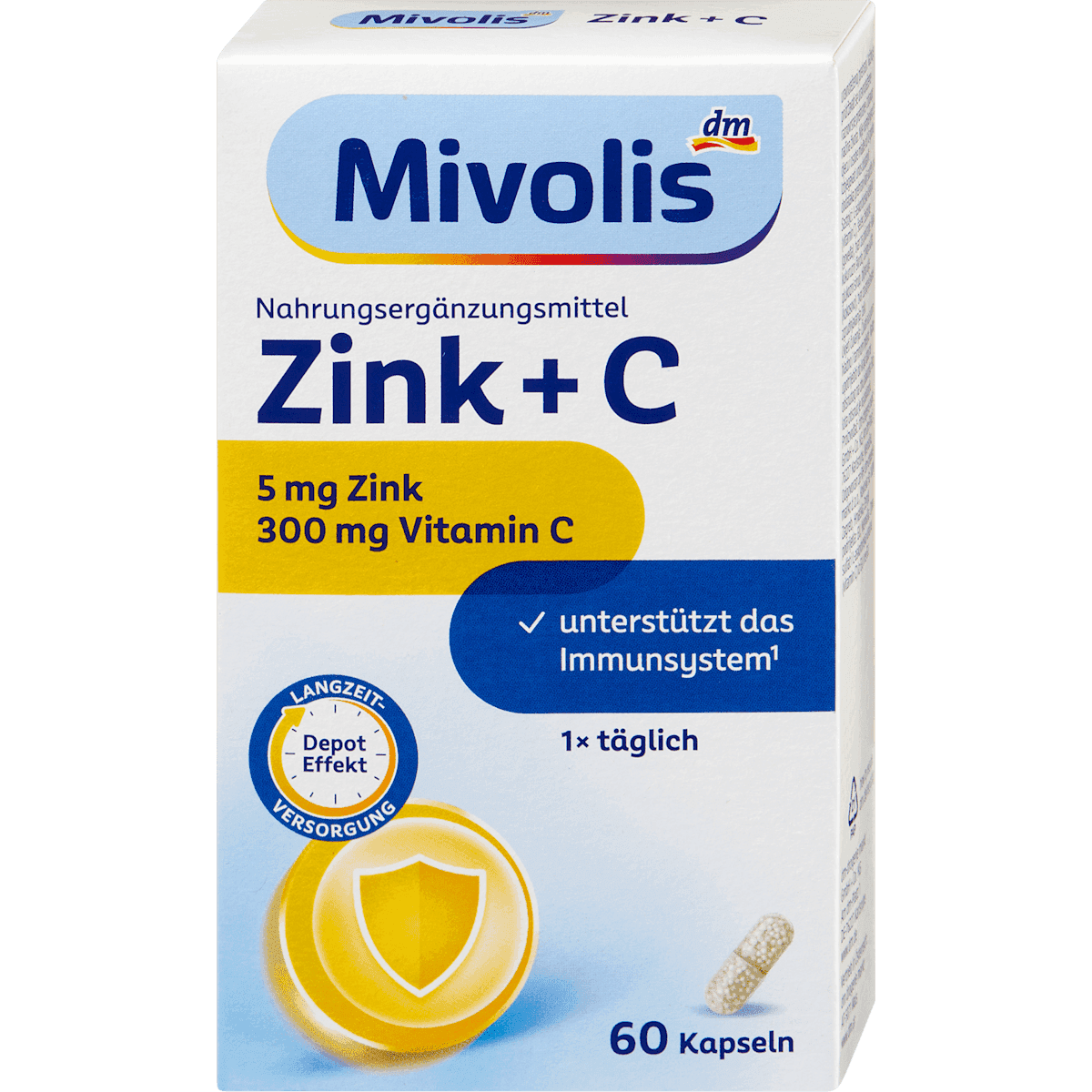 Mivolis Zinc + C gélules 60 pièces, 38 g — produit allemand authentique au Maroc