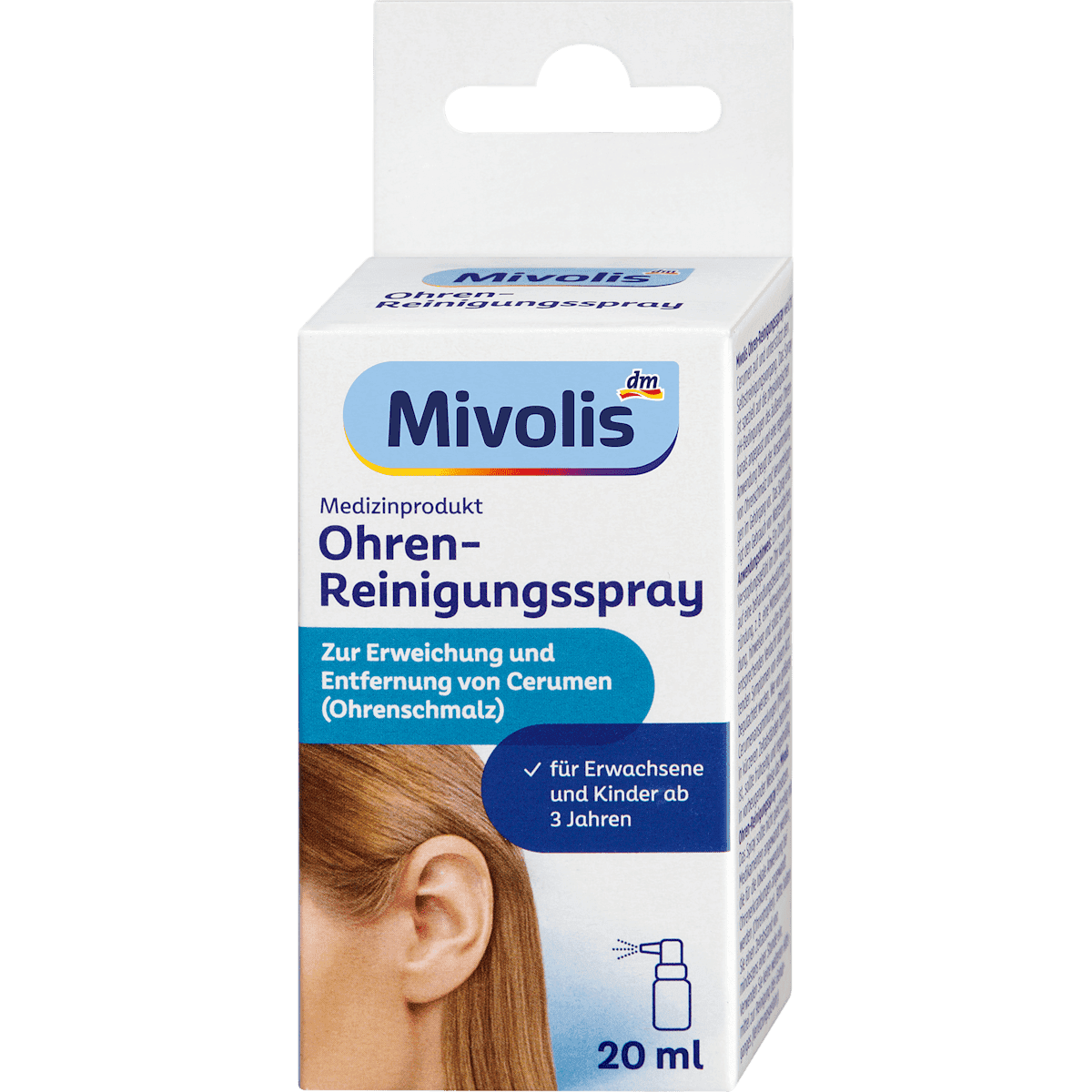 Mivolis Spray nettoyant oreilles, 20 ml — produit allemand authentique au Maroc