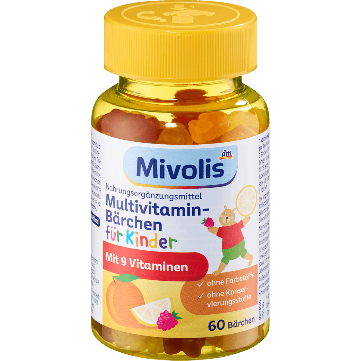 Mivolis oursons multivitaminés pour enfants 60 pièces 120 g — produit allemand authentique au Maroc
