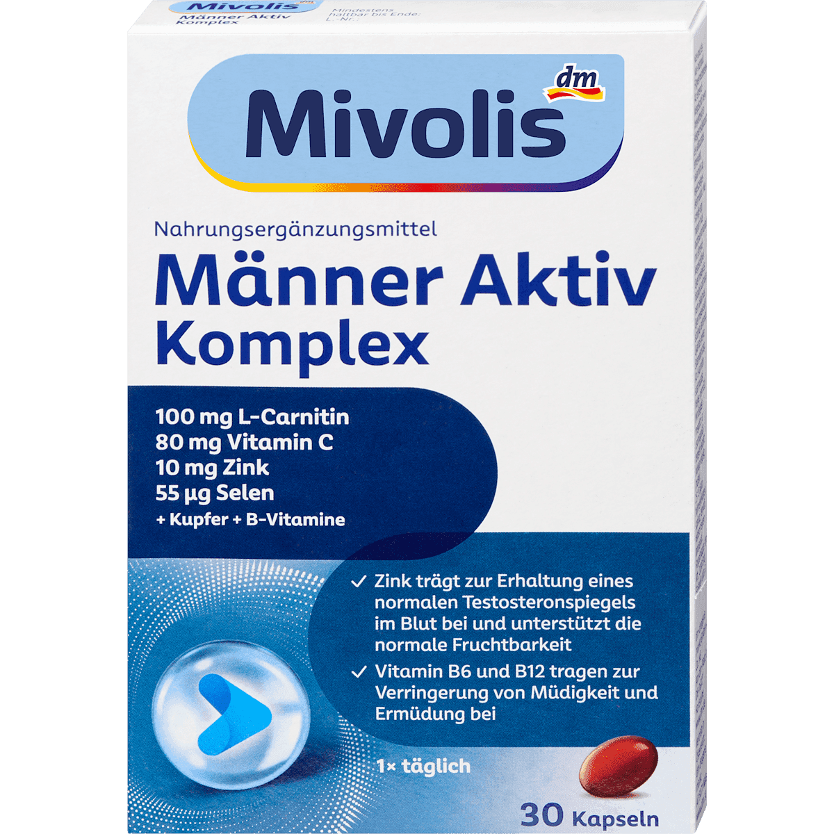 Mivolis Complexe actif homme capsules 30 pièces 26 g — produit allemand authentique au Maroc