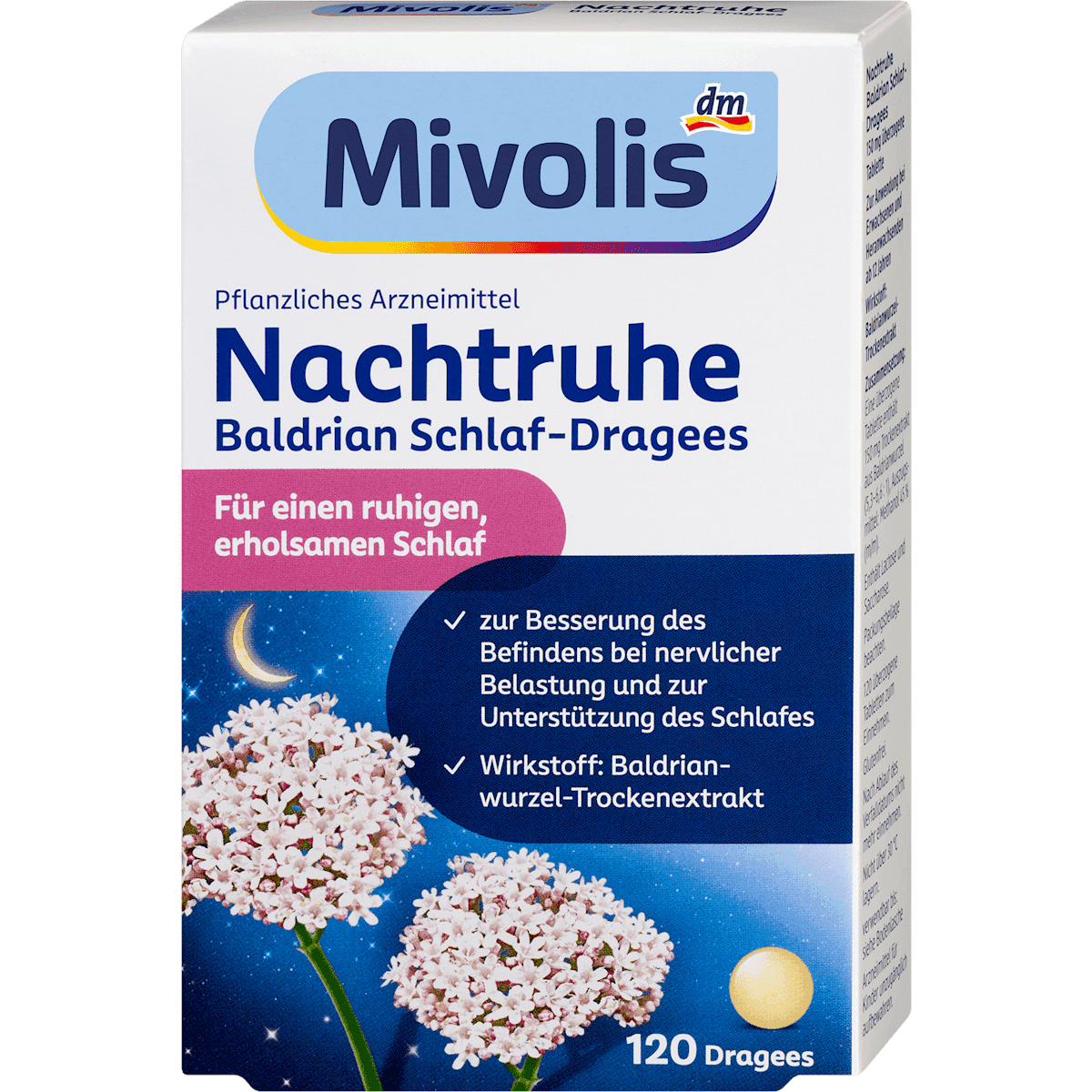 Mivolis Dragées sommeil valériane 120 pièces — produit allemand authentique au Maroc