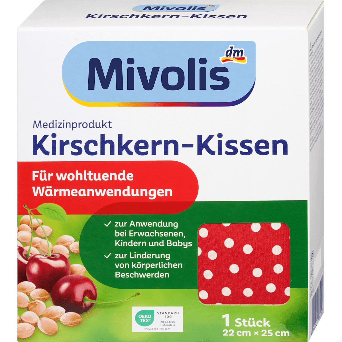 Mivolis Coussin aux noyaux de cerises 1 pc — produit allemand authentique au Maroc