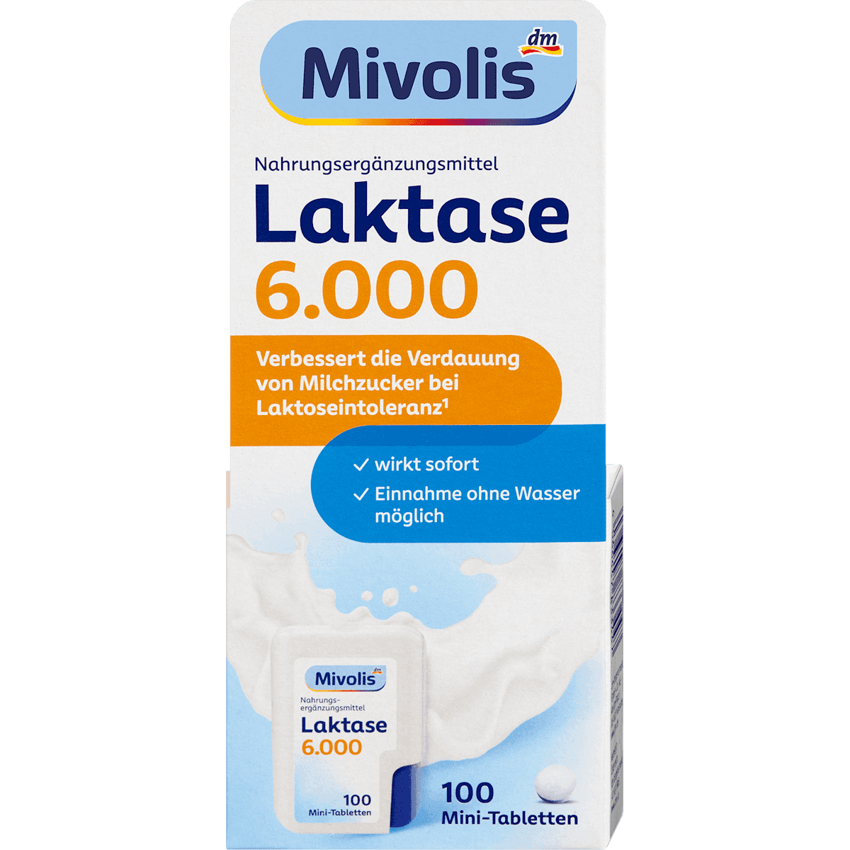 Mivolis Lactase 6.000 mini comprimés 100 pcs 8 g — produit allemand authentique au Maroc