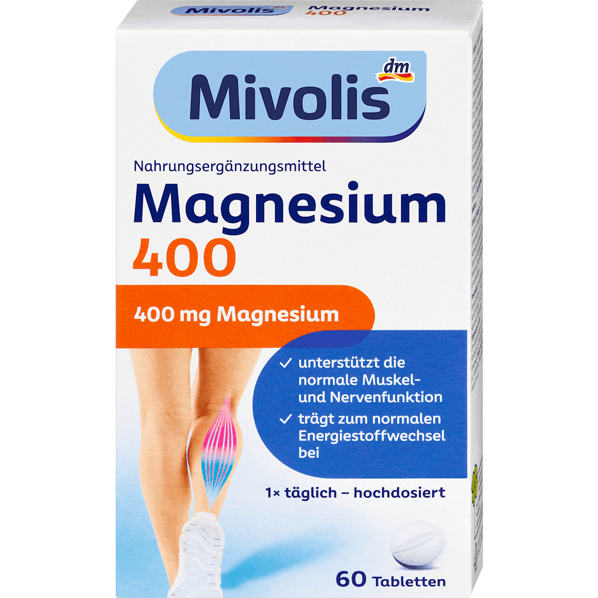 Mivolis Magnésium 400 60 comprimés 48 g — produit allemand authentique au Maroc