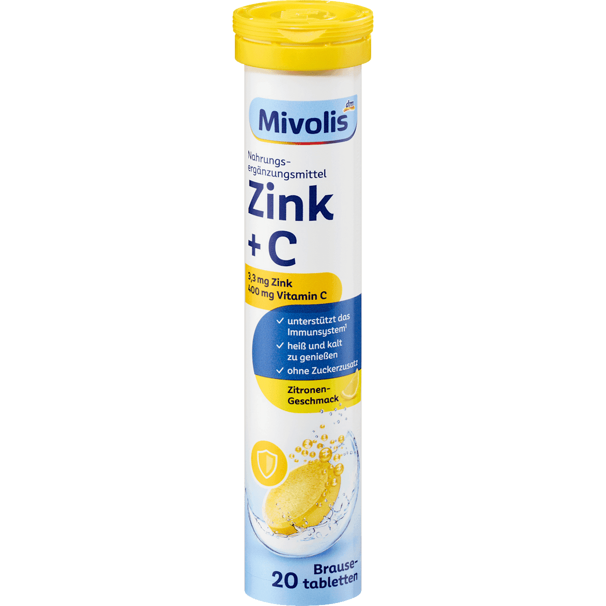 Mivolis Zinc + C comprimés effervescents 20 pièces, 82 g — produit allemand authentique au Maroc