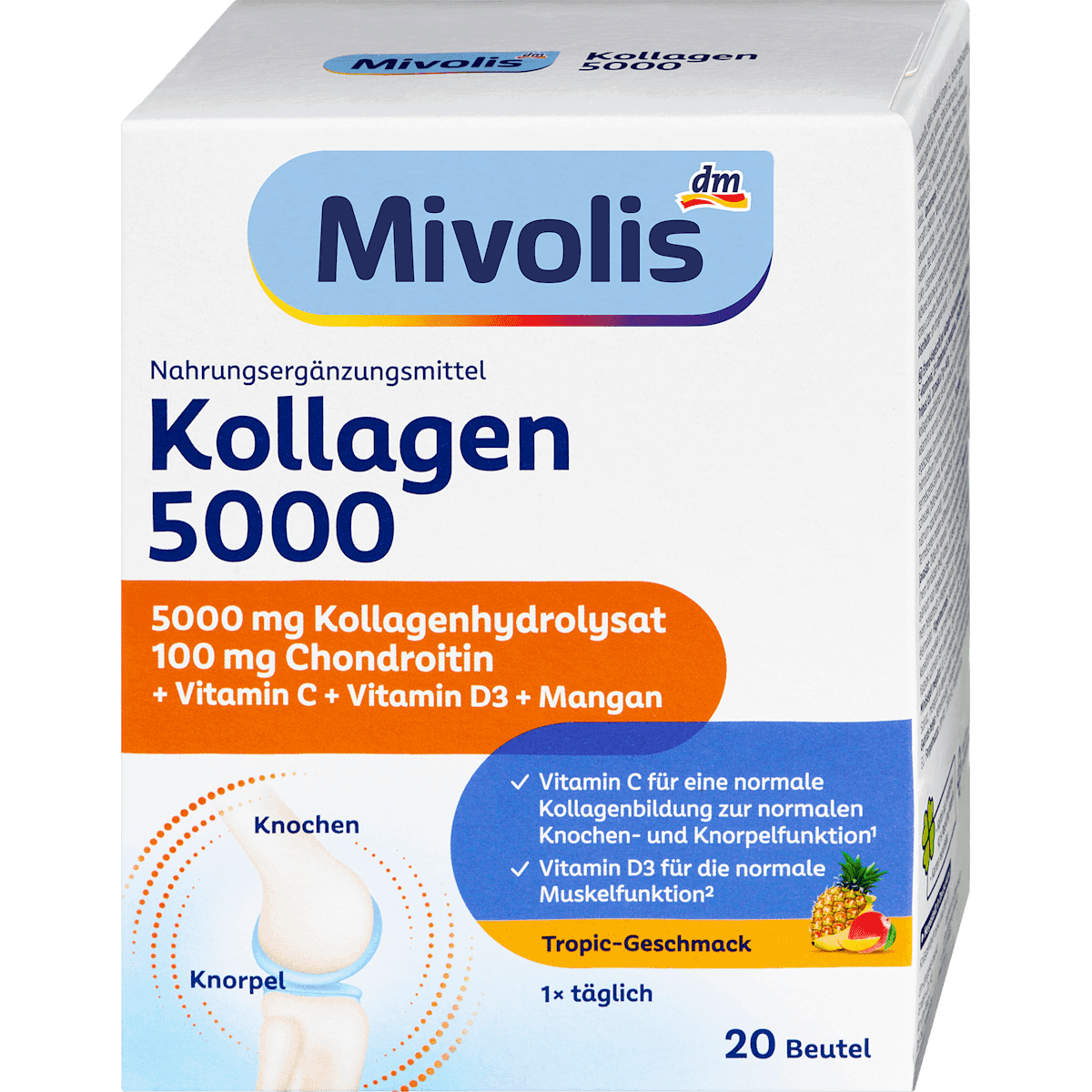 Mivolis Collagène 5000, sachets 20 pièces, 140 g — produit allemand authentique au Maroc