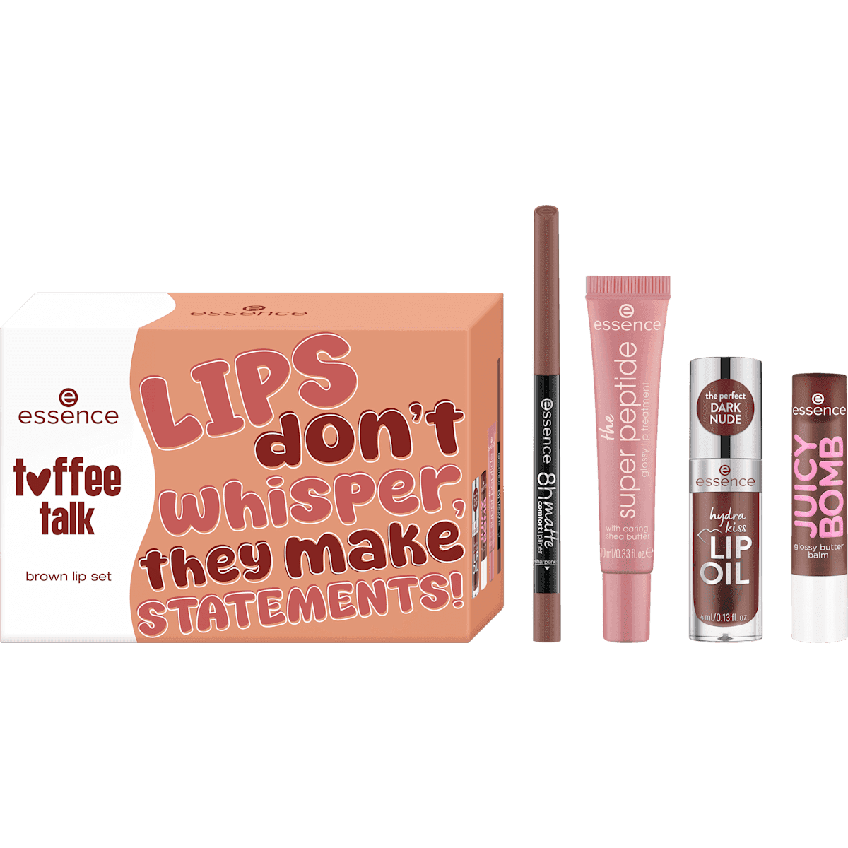 essence Coffret Toffee Talk Brown Lip 4 pièces — produit allemand authentique au Maroc