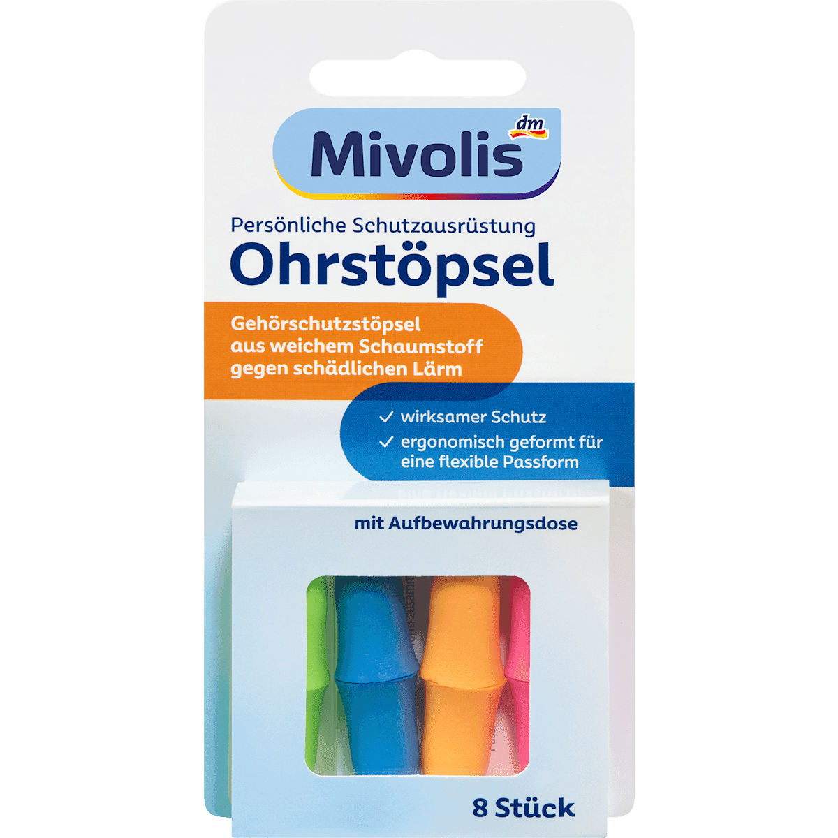 Mivolis Bouchons d'oreilles, 8 pcs — produit allemand authentique au Maroc