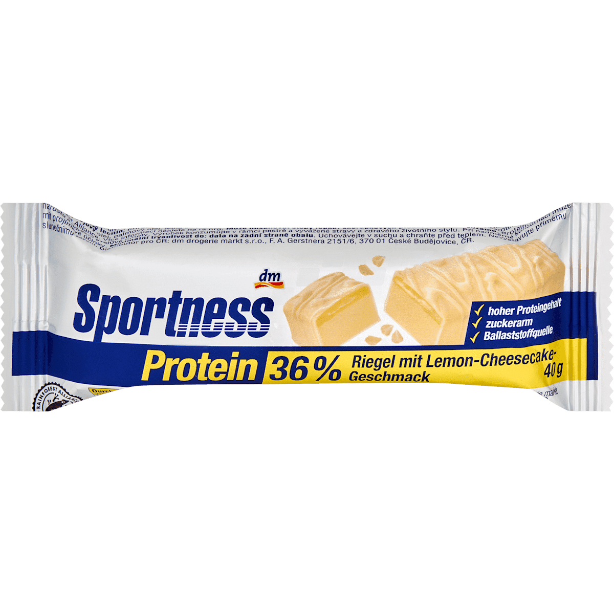 Sportness Barre Protéinée 36% Goût Lemon-Cheesecake 40 g — produit allemand authentique au Maroc