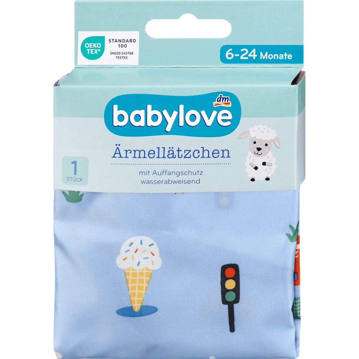 babylove Bavoir à manches bleu véhicules 1 pc — produit allemand authentique au Maroc