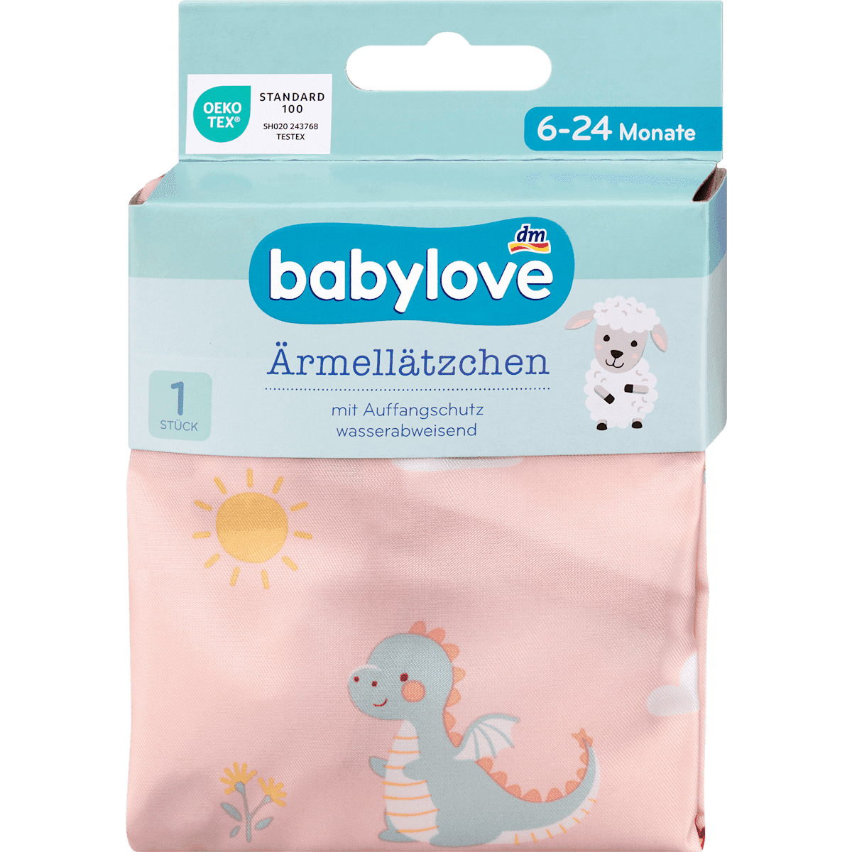 babylove Bavoir à manches rose Dino 1 pièce — produit allemand authentique au Maroc