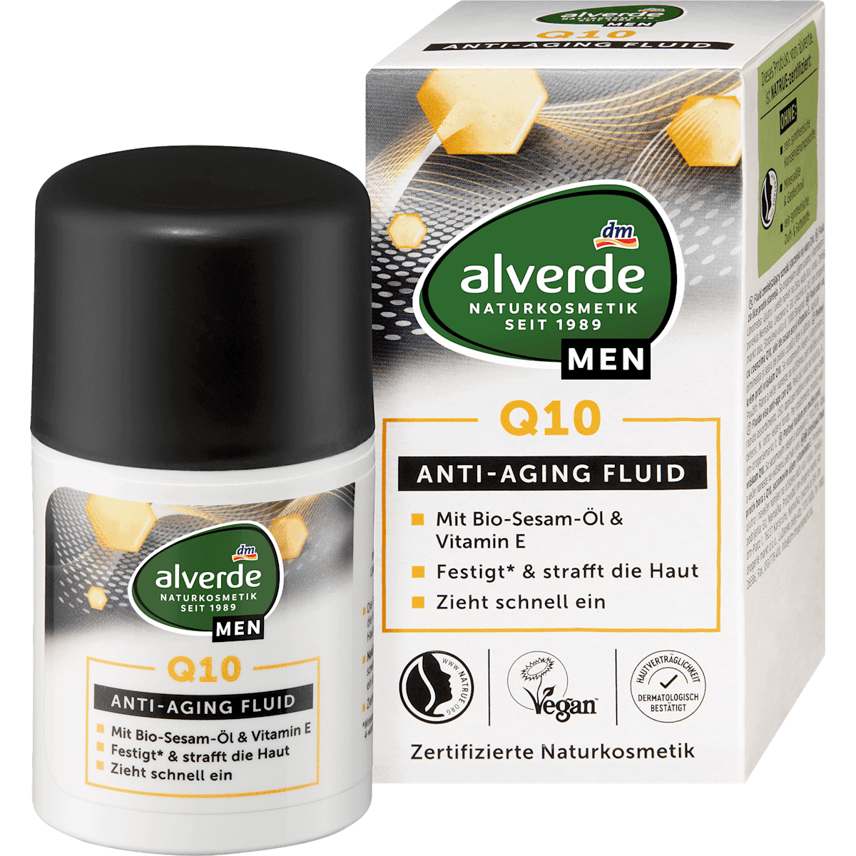 alverde MEN Fluide visage anti-âge Q10 50 ml — produit allemand authentique au Maroc