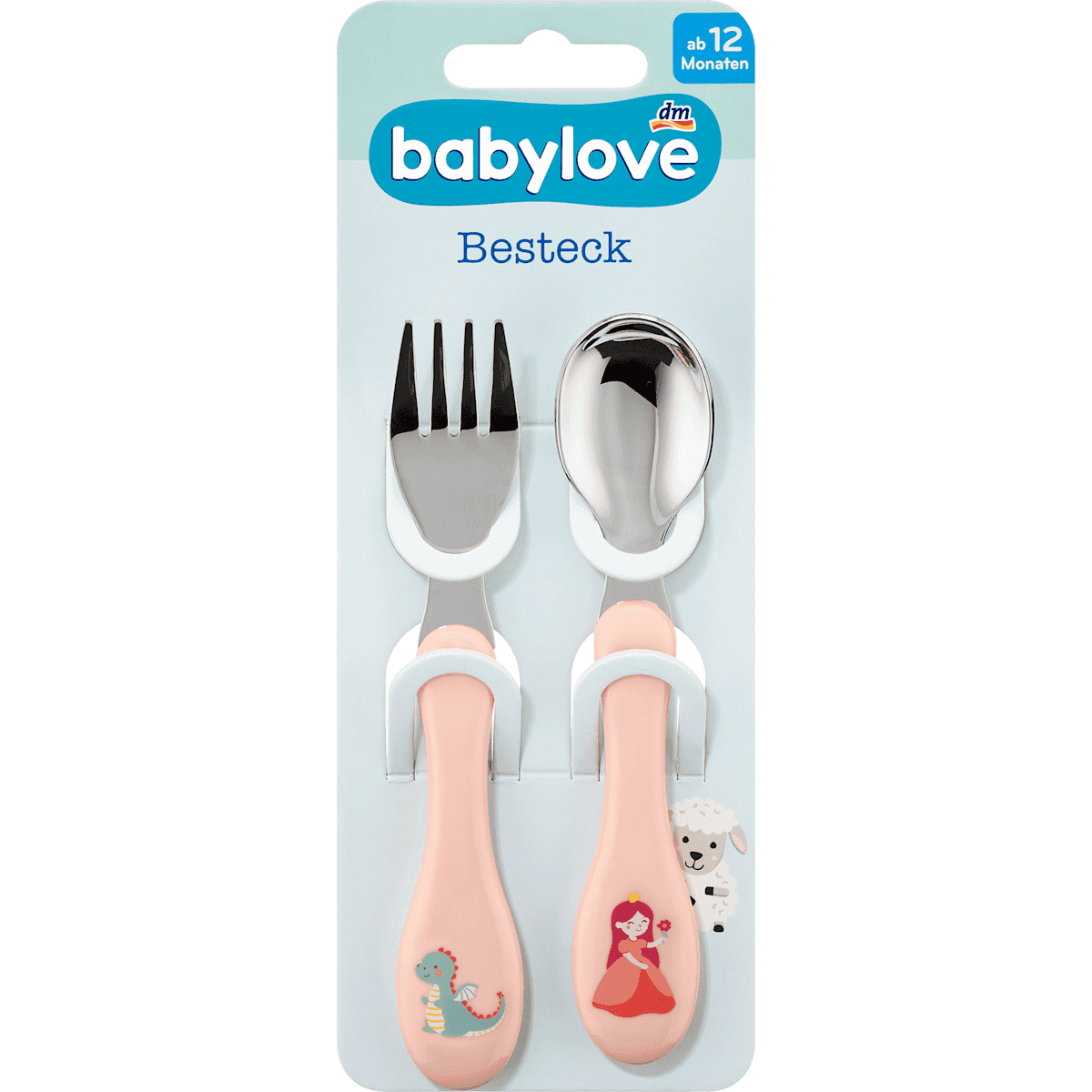 babylove Couverts d'apprentissage rose 2 pcs, 1 set — produit allemand authentique au Maroc