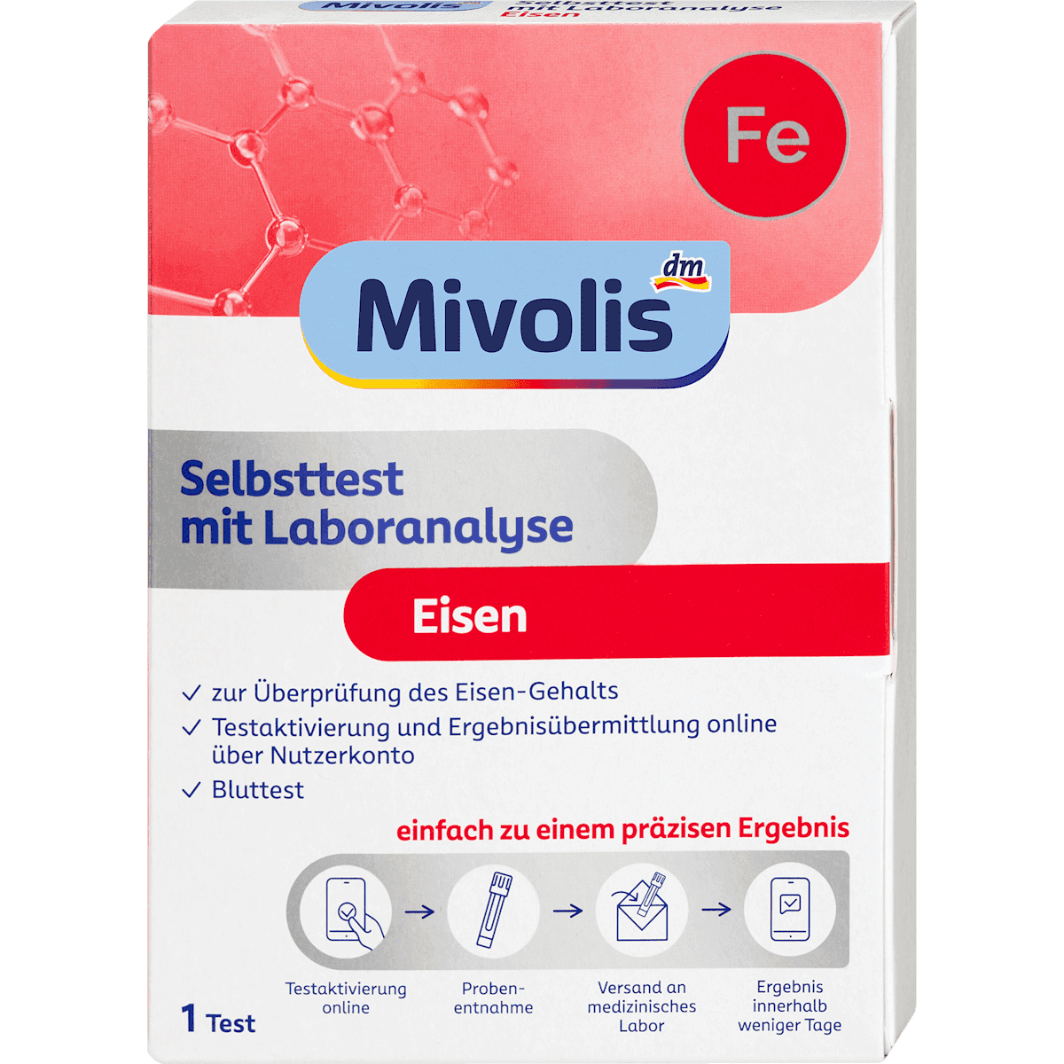 Mivolis Autotest avec analyse labo Fer 1 utilisation 1 pc — produit allemand authentique au Maroc
