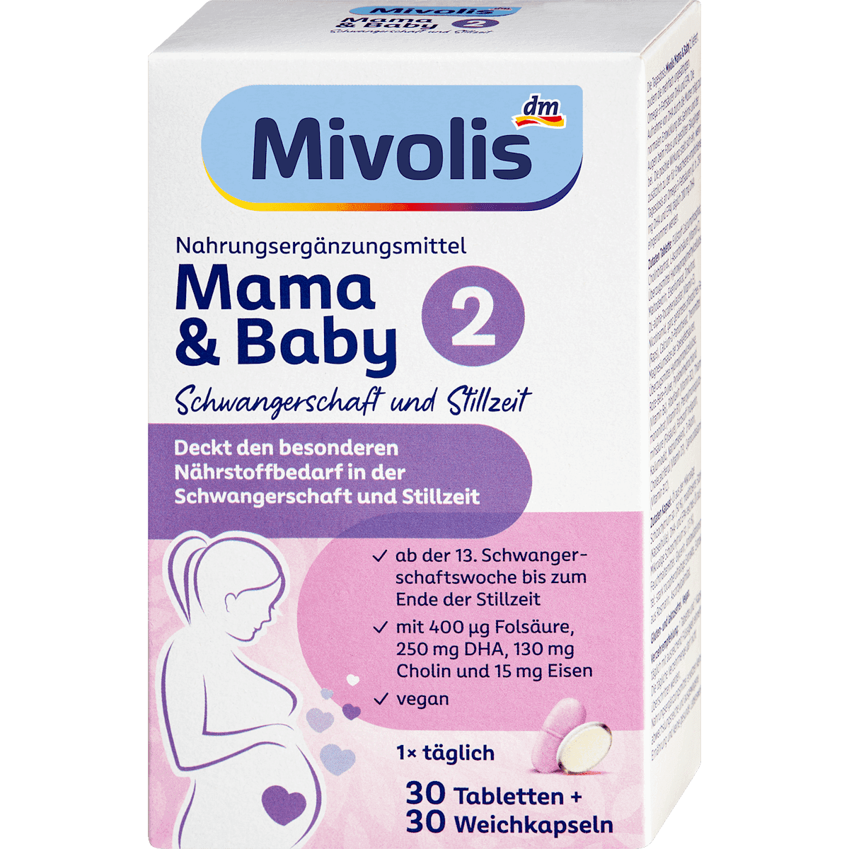 Mivolis Mama & Bébé 2 comprimés 30 pièces + capsules molles 30 pièces 65 g — produit allemand authentique au Maroc