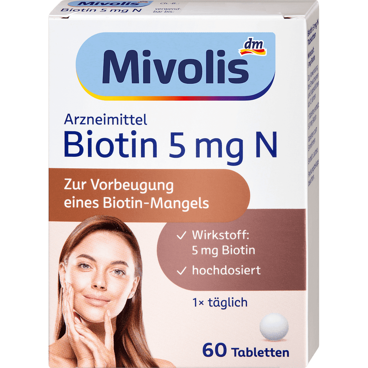 Mivolis Biotine 5 mg N comprimés, 60 pièces — produit allemand authentique au Maroc