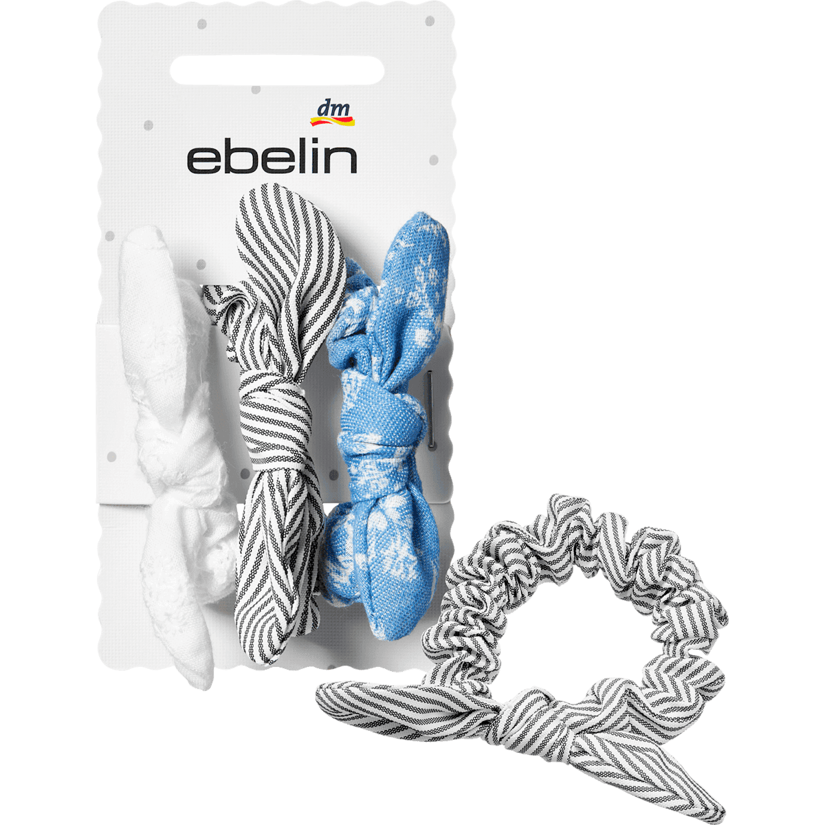 ebelin Chouchous à nœuds, blanc/bleu/gris, 3 pièces — produit allemand authentique au Maroc