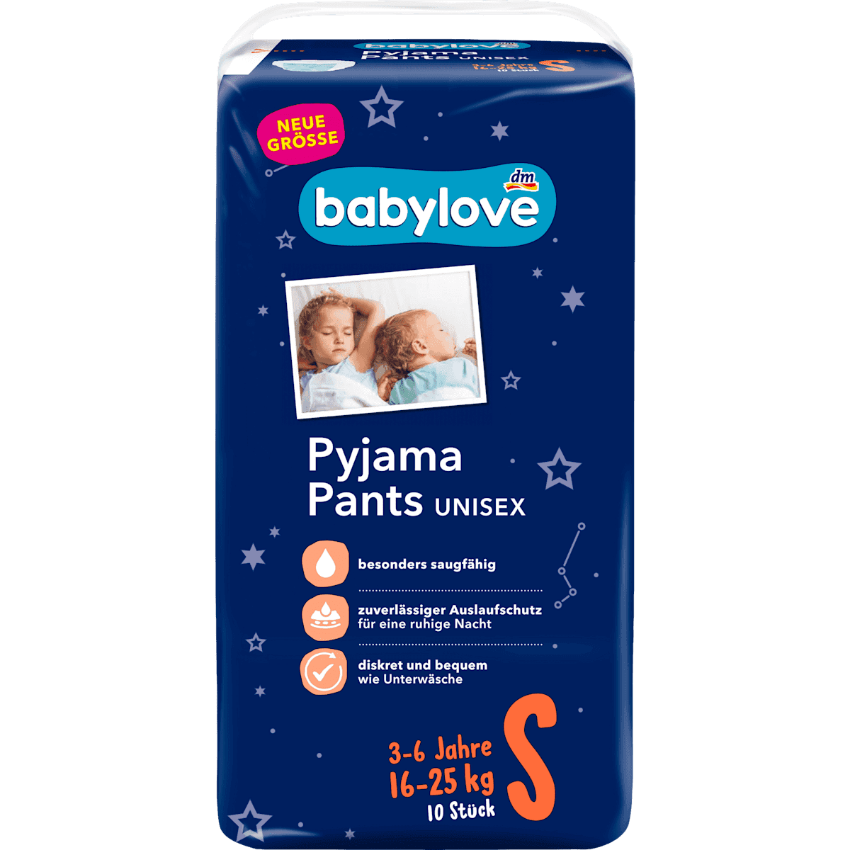 babylove Culottes de nuit mixte taille S 3-6 ans (16-25 kg), 10 pièces — produit allemand authentique au Maroc