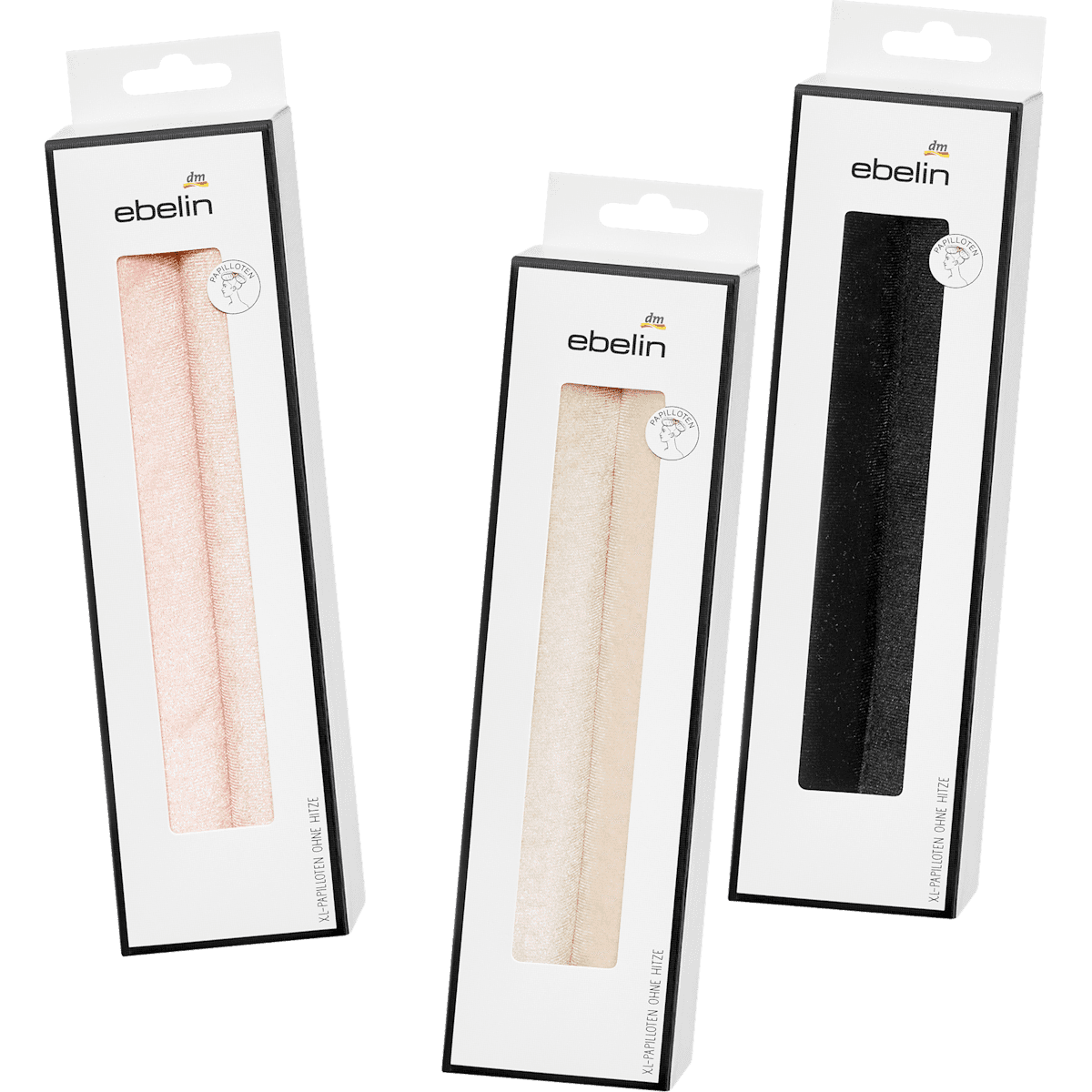 ebelin Bigoudis papillotes maxi, rose/beige/noir, 2 pièces — produit allemand authentique au Maroc