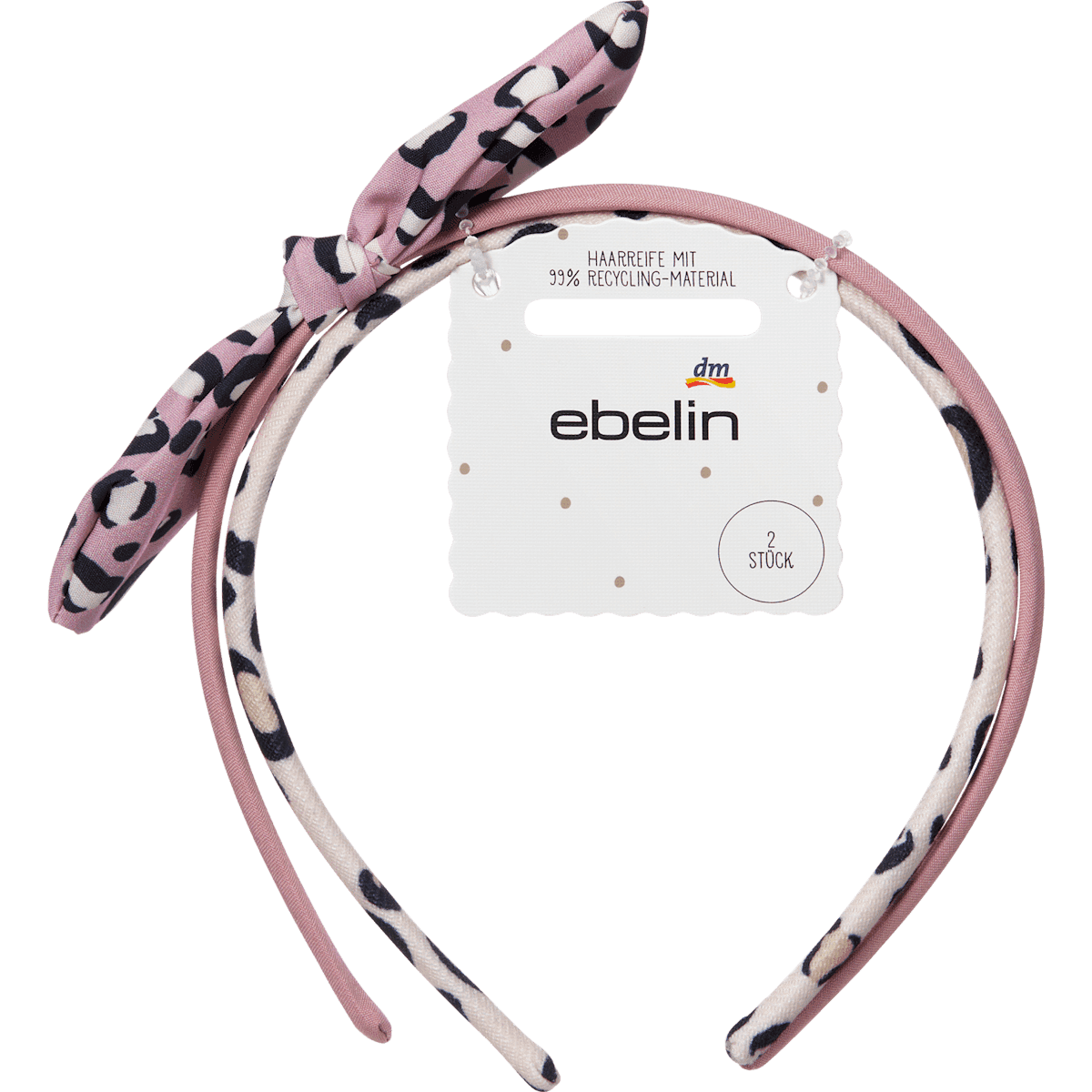 ebelin Serre-tête avec nœud motif léopard rose 2 pièces — produit allemand authentique au Maroc