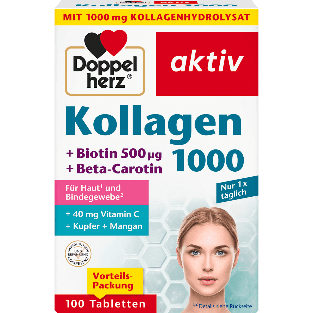 Doppelherz Collagène 1000 comprimés 100 pièces, 136 g — produit allemand authentique au Maroc