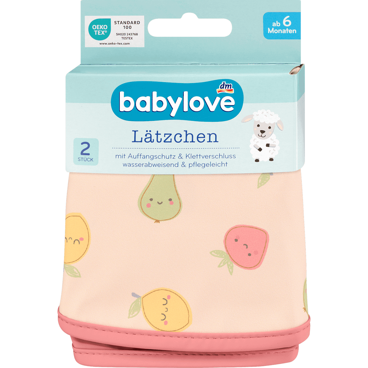 babylove Bavoir abricot, fruits, 2 pièces — produit allemand authentique au Maroc