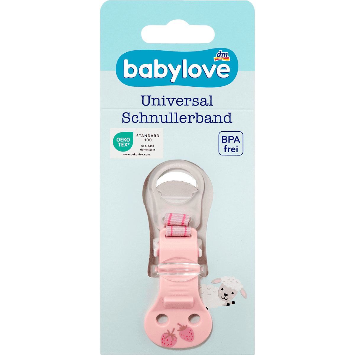 babylove Attache-sucette rose Fraise, 1 pièce — produit allemand authentique au Maroc