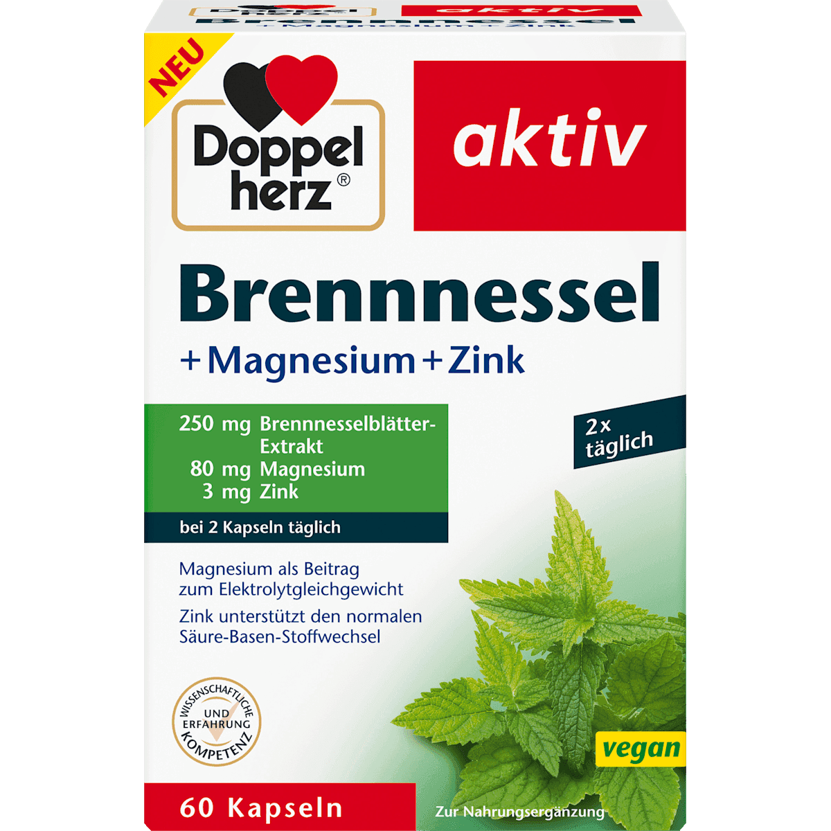 Doppelherz ortie gélules 60 pièces, 26,7 g — produit allemand authentique au Maroc