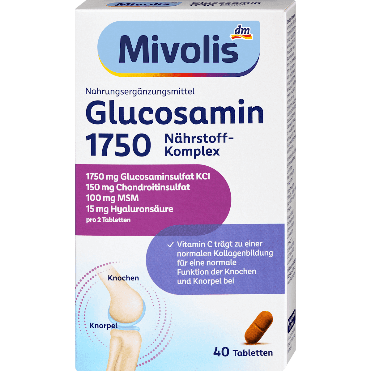 Mivolis Glucosamine 1750 comprimés, 55 pièces — produit allemand authentique au Maroc