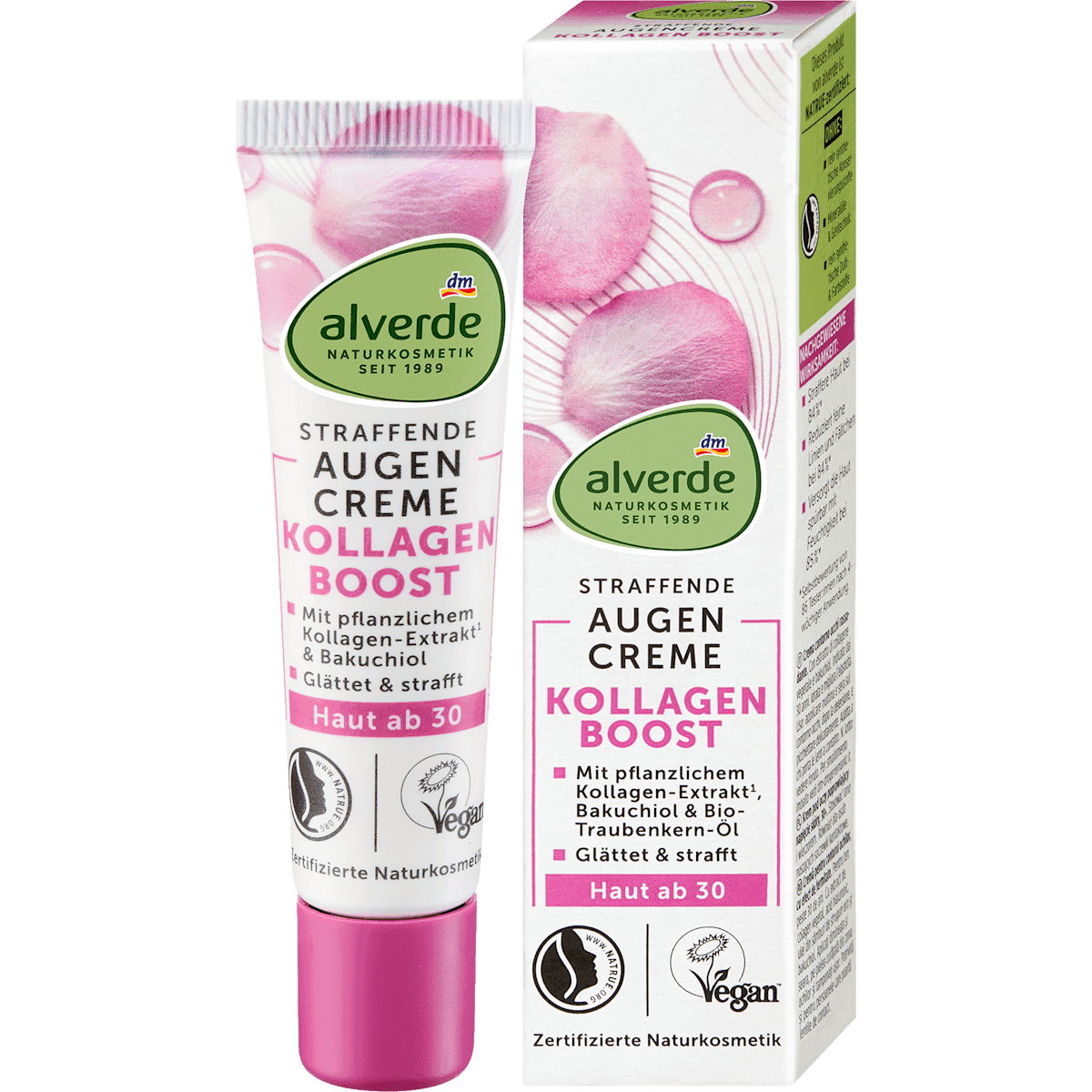 alverde NATURKOSMETIK crème yeux raffermissante Collagen Boost 15 ml — produit allemand authentique au Maroc