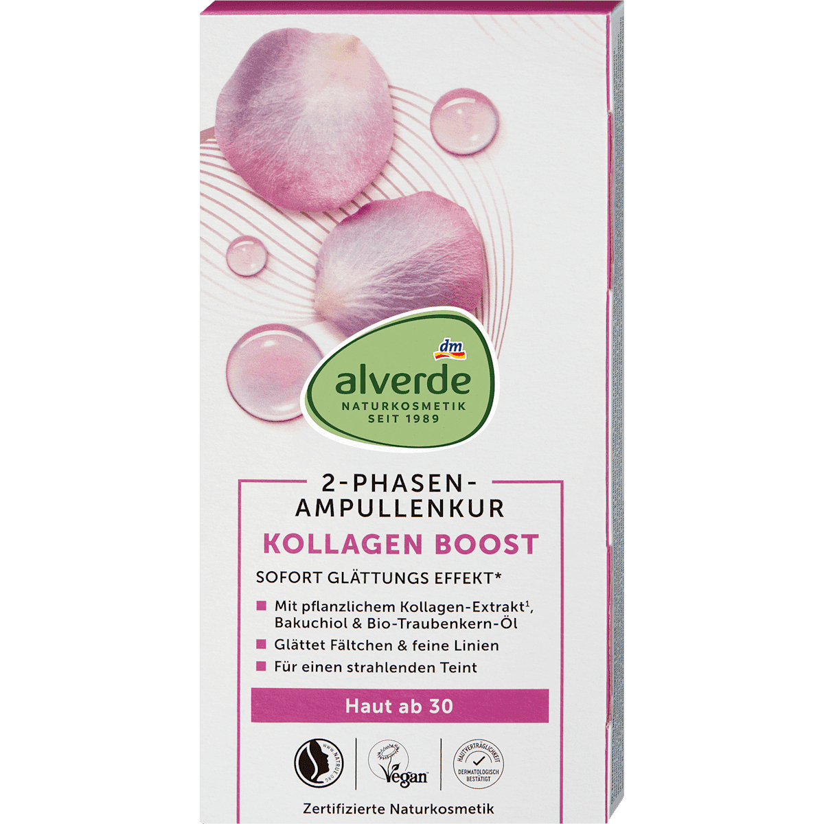 alverde NATURKOSMETIK cure ampoules Collagen Boost (7x2 ml), 14 ml — produit allemand authentique au Maroc