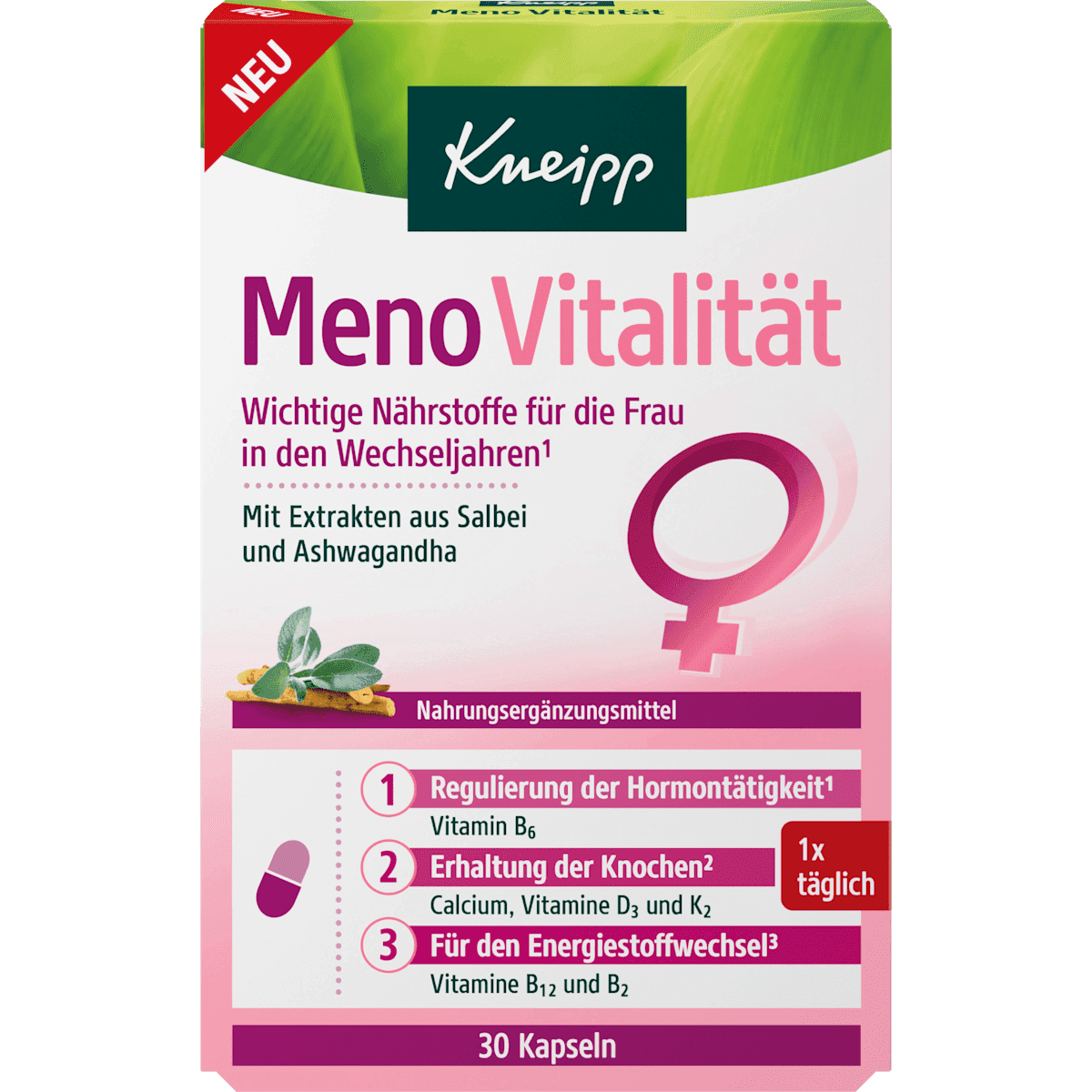 Kneipp Meno Vitalité gélules 30 pièces, 17 g — produit allemand authentique au Maroc