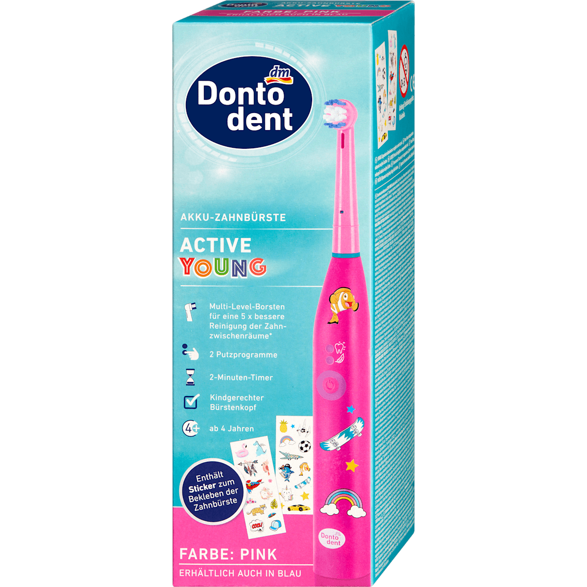 Dontodent Brosse à dents électrique enfant Active Young rose, 1 pièce — produit allemand authentique au Maroc