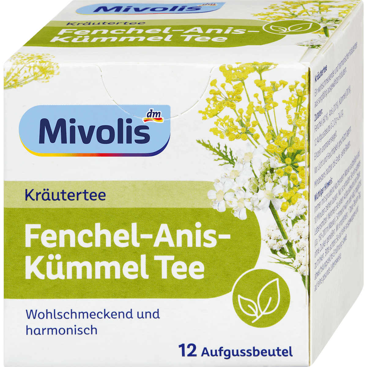 Mivolis Tisane, tisane fenouil-anis-cumin (12 sachets), 24 g — produit allemand authentique au Maroc