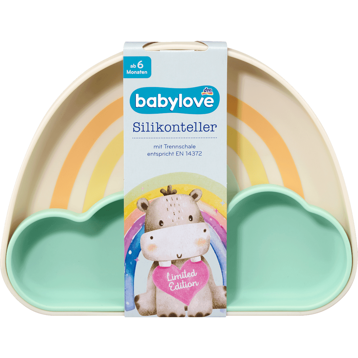 babylove Assiette Silicone à Compartiments Arc-en-Ciel Menthe/Crème 1 pièce — produit allemand authentique au Maroc