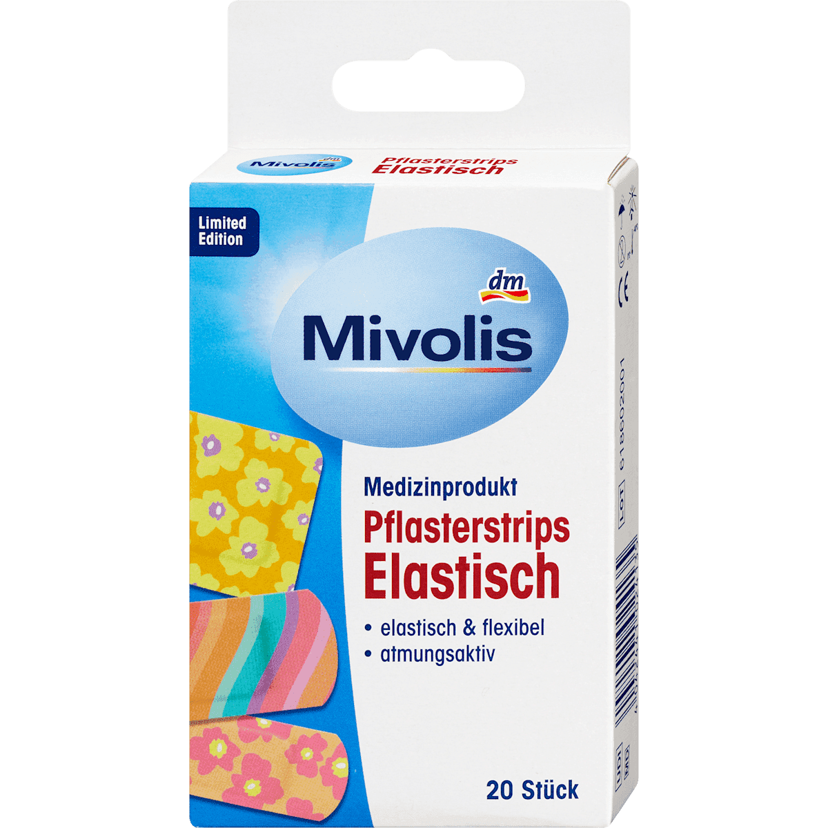 Mivolis Pansements élastiques fleurs 20 pièces — produit allemand authentique au Maroc