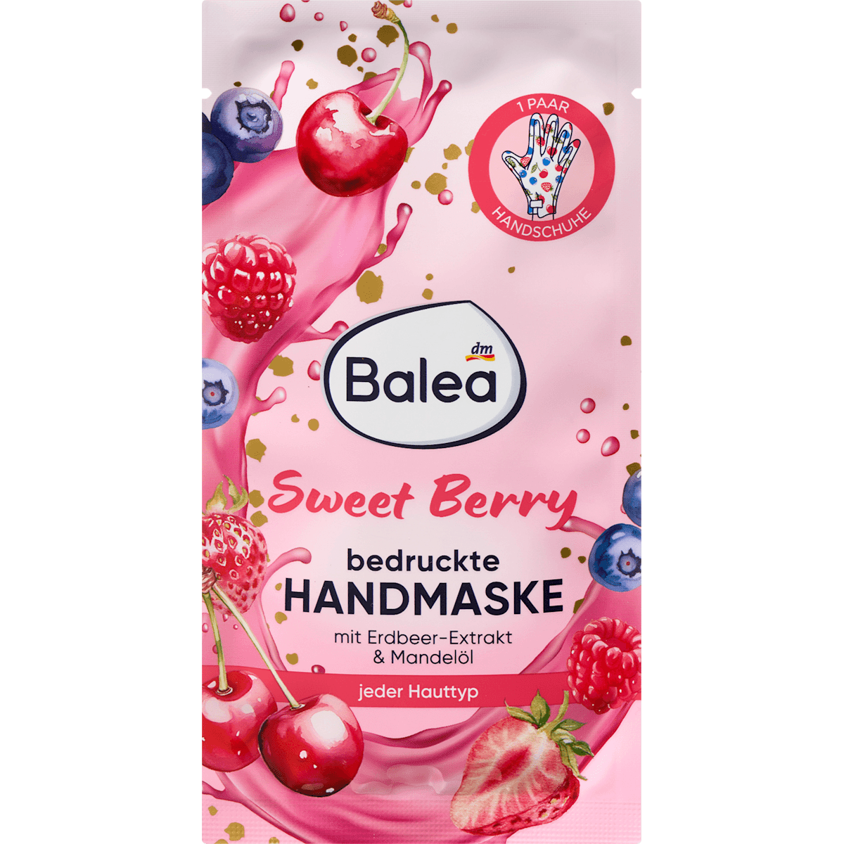 Balea Masque mains Sweet Berry imprimé (1 paire), 2 pièces — produit allemand authentique au Maroc