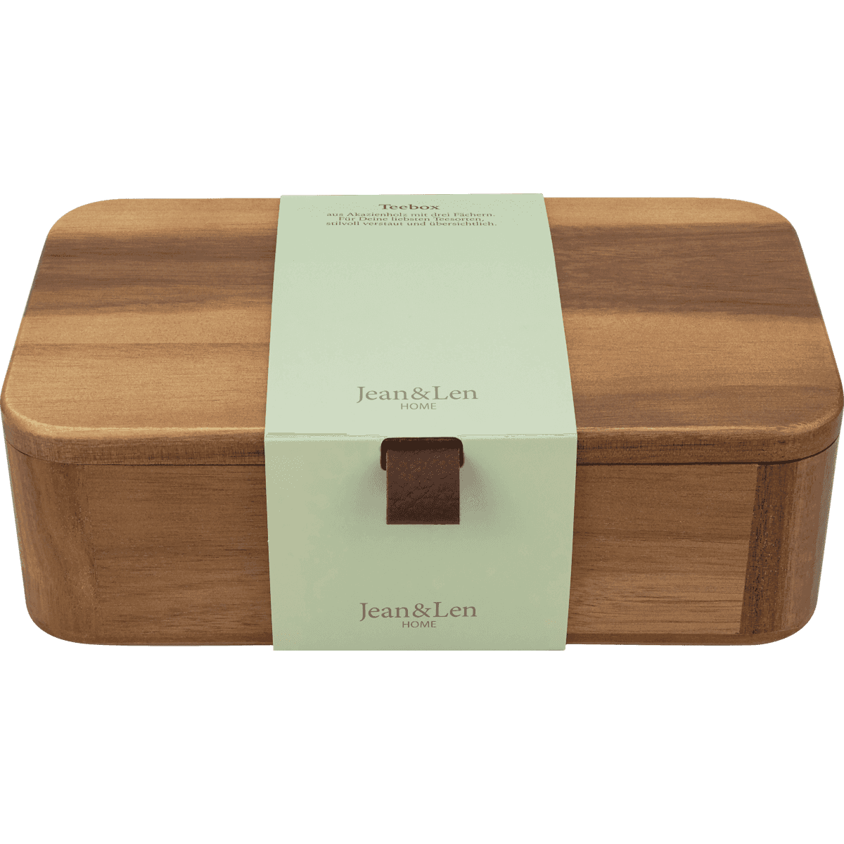 Jean&Len Boîte de rangement pour thé en bois d'acacia (24x14x7,5 cm), 1 pièce — produit allemand authentique au Maroc