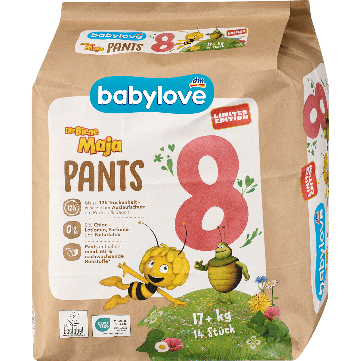 babylove Bébé Pants Maya l'abeille taille 8 (17+ kg), 14 pièces — produit allemand authentique au Maroc