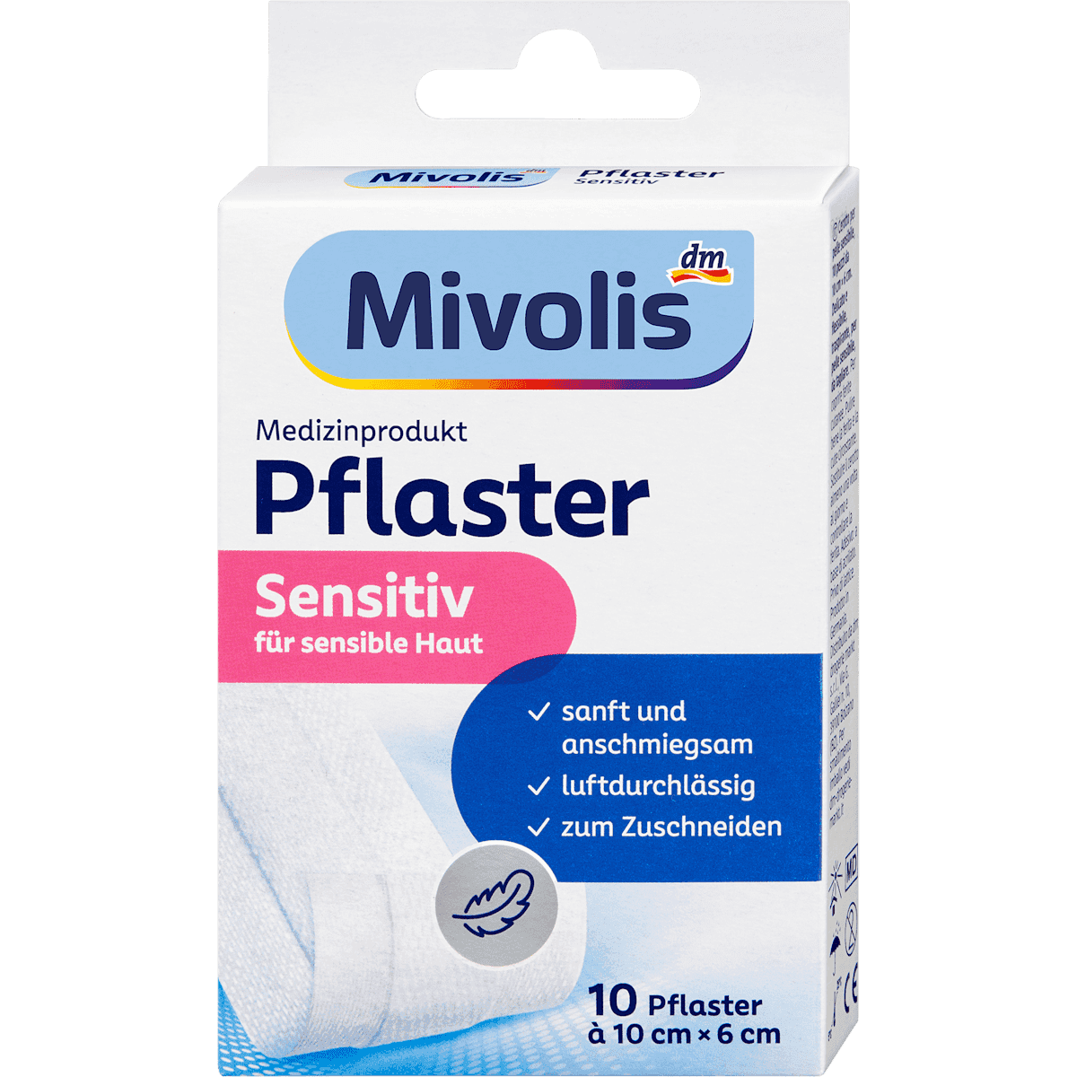 Mivolis Pansements Sensitiv 10 cm x 6 cm, 10 pièces, 1 m — produit allemand authentique au Maroc