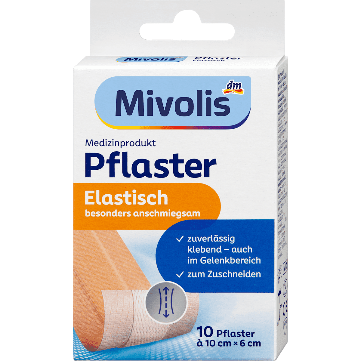 Mivolis Pansements Elastisch 10 cm x 6 cm, 10 pièces, 1 m — produit allemand authentique au Maroc