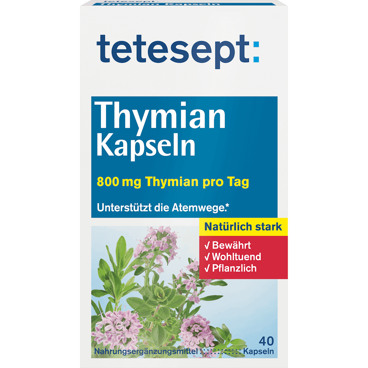 tetesept thym gélules 40 pièces, 19,9 g — produit allemand authentique au Maroc