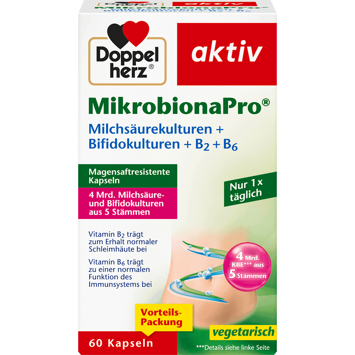 Doppelherz MikrobionaPro gélules 60 pièces, 28,8 g — produit allemand authentique au Maroc