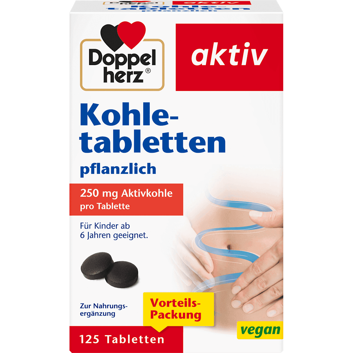 Doppelherz Kohletabletten 125 pièces, 63 g — produit allemand authentique au Maroc