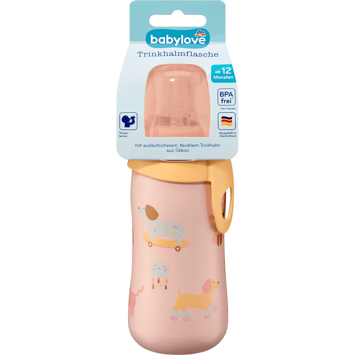 babylove Trinkhalmflasche rose, 330ml, 1 pièce — produit allemand authentique au Maroc