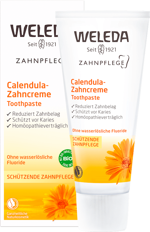 Weleda Dentifrice Calendula fluoridfrei, 75 ml — produit allemand authentique au Maroc