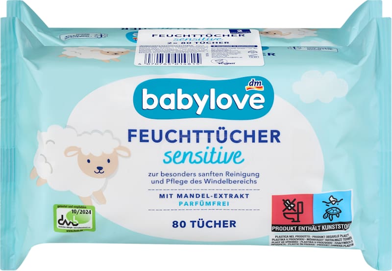babylove Lingettes sensitive 2x80 pièces 160 pièces