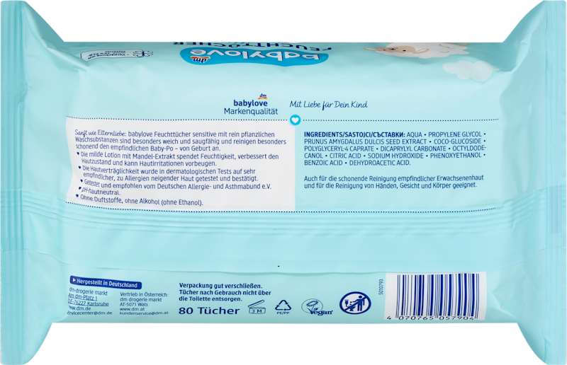 babylove Lingettes sensitive 2x80 pièces 160 pièces