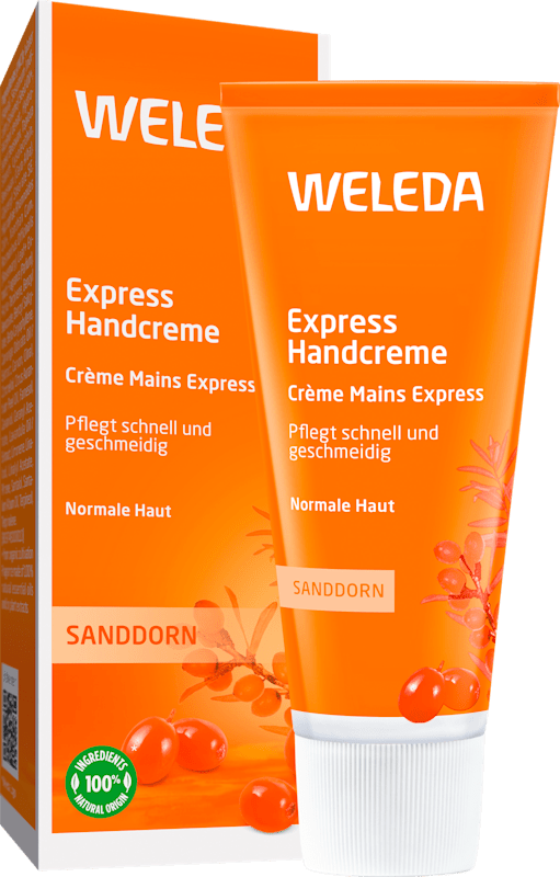 Weleda Crème mains Express Sanddorn, 50 ml — produit allemand authentique au Maroc